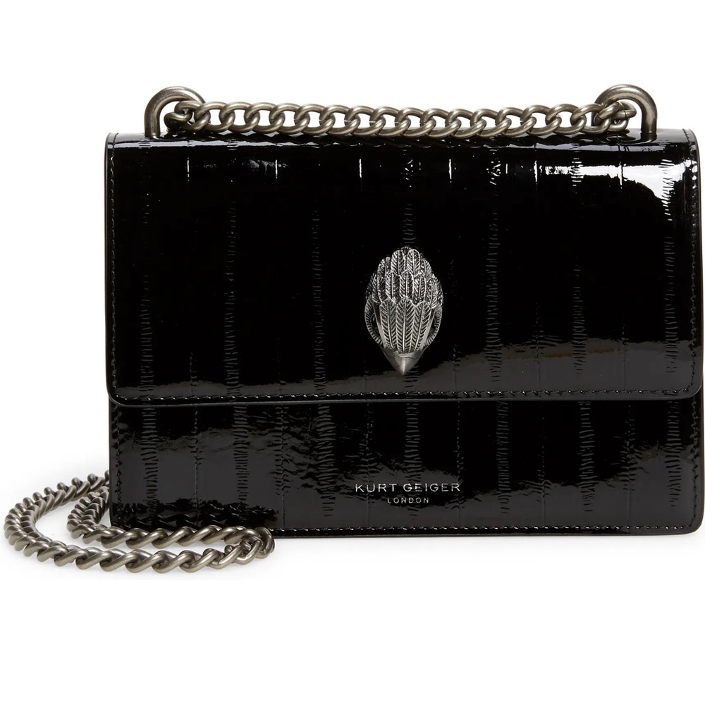 KURT GEIGER LONDON Small Shoreditch Eel Embossed Patent Leather Crossbody Bag